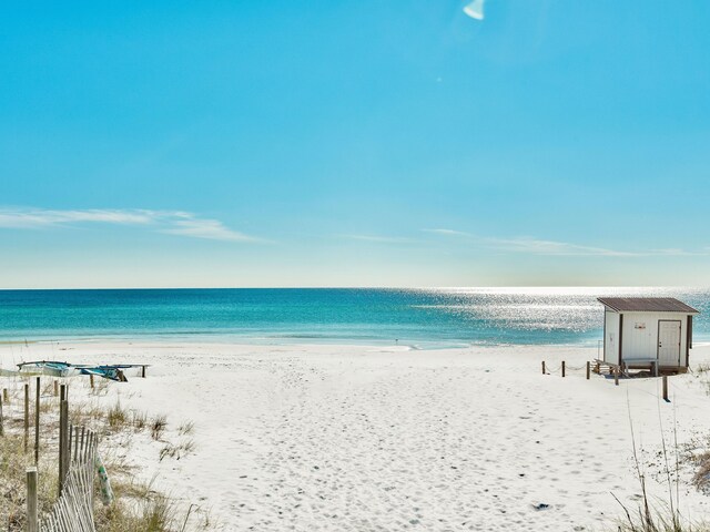 property view of water with a beach view