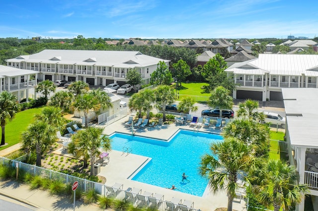 view of swimming pool featuring a patio