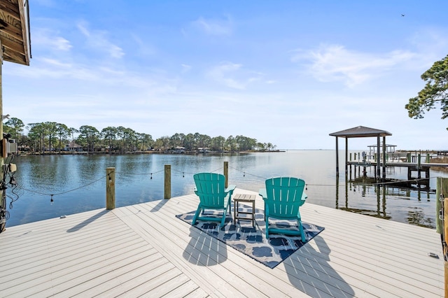 view of dock featuring a water view