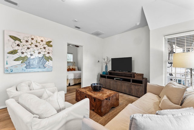 living room featuring light hardwood / wood-style flooring