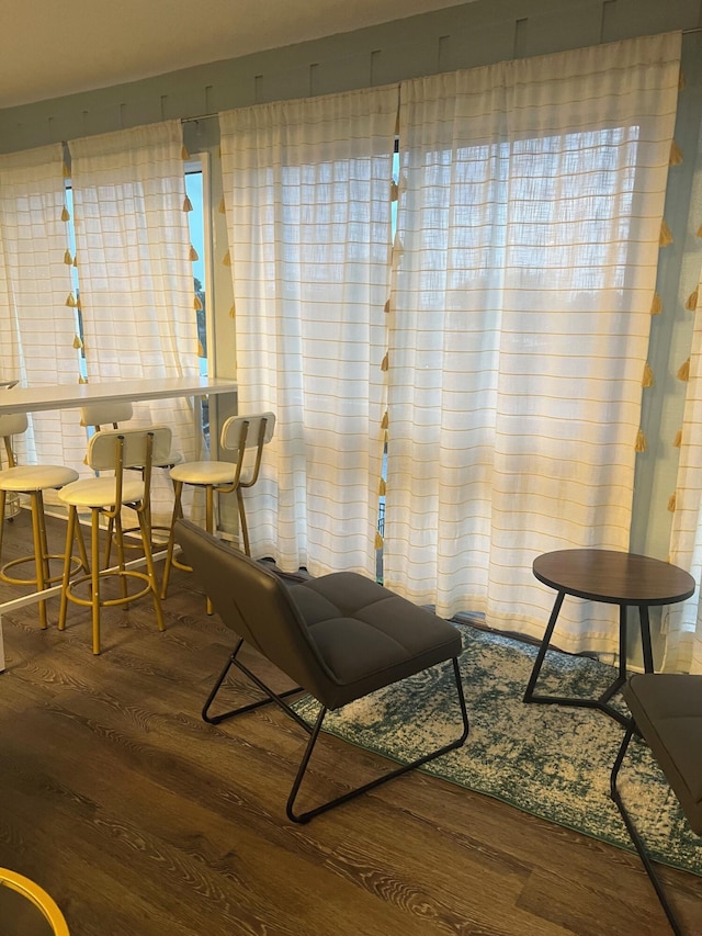 living area featuring hardwood / wood-style floors