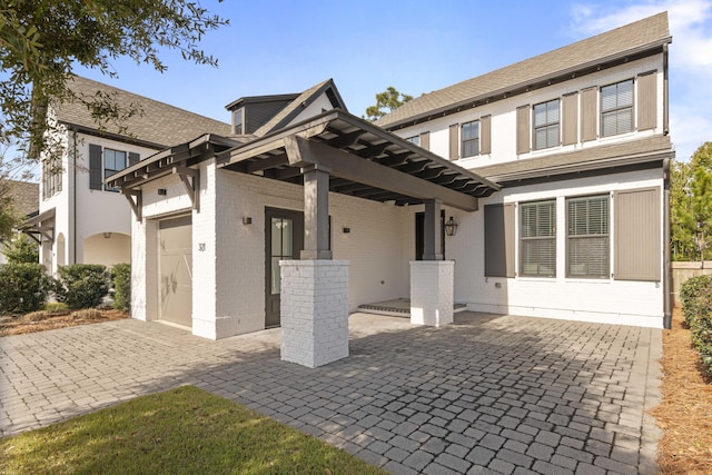 exterior space featuring a garage