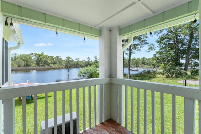 exterior space featuring a water view