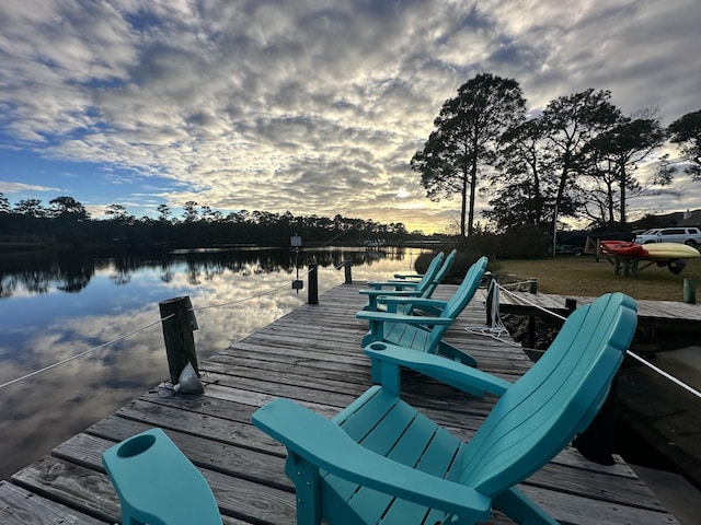 dock area featuring a water view