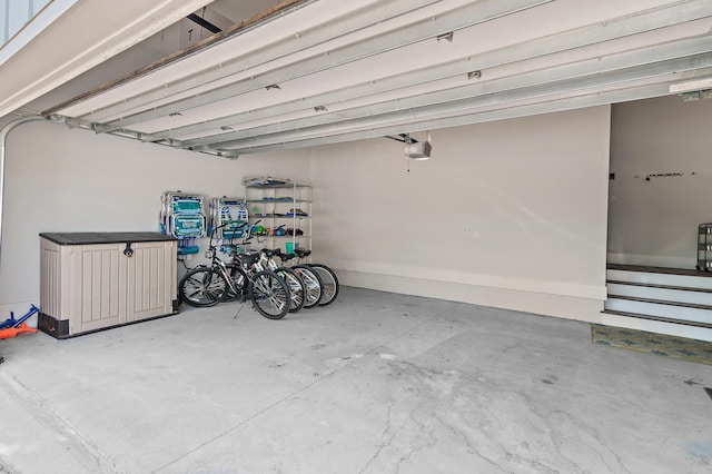 garage with a garage door opener