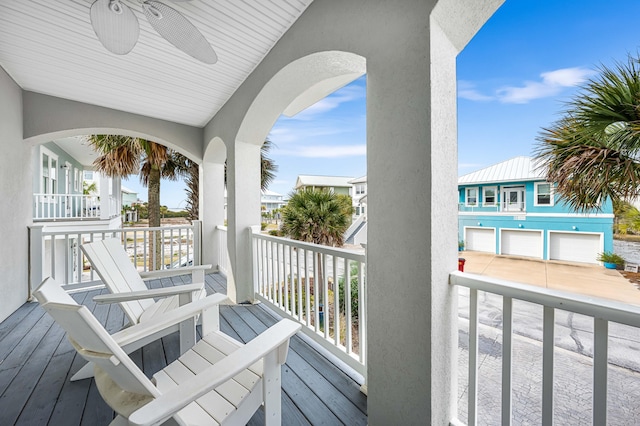 balcony with ceiling fan