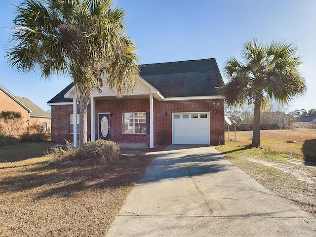 view of front of property with a garage