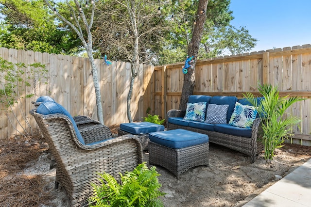 view of patio featuring an outdoor hangout area