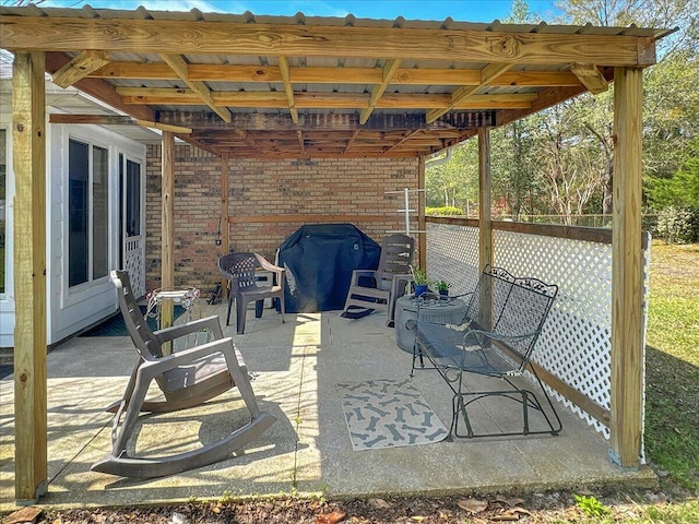 view of patio with area for grilling