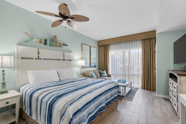 bedroom featuring ceiling fan