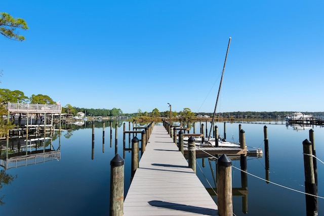 view of dock featuring a water view