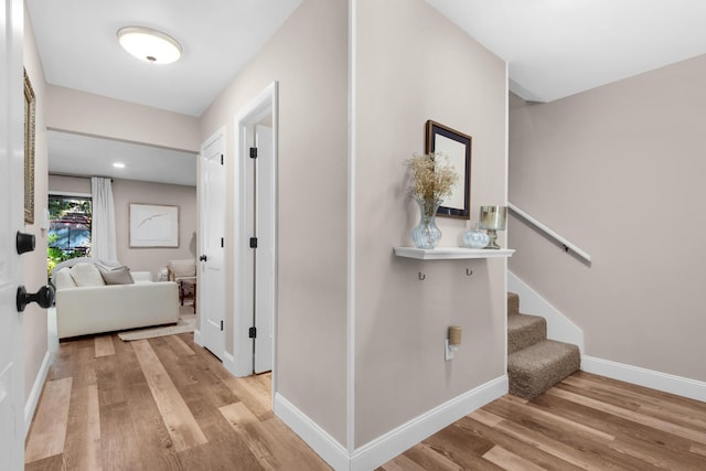 hall featuring light wood-type flooring