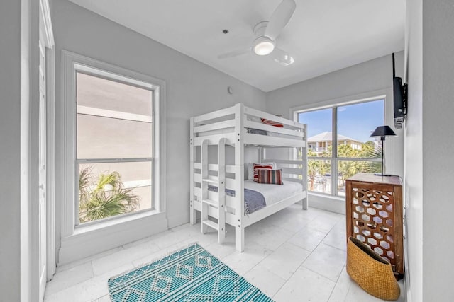 bedroom featuring ceiling fan