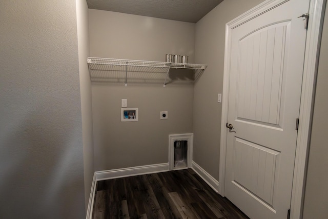 washroom with washer hookup, dark hardwood / wood-style floors, and hookup for an electric dryer