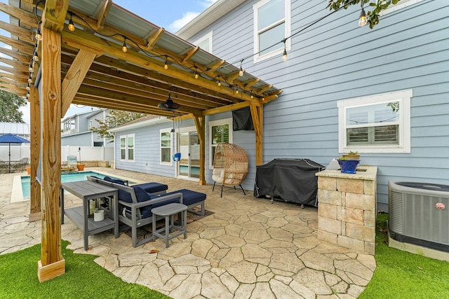 view of patio / terrace featuring cooling unit and grilling area