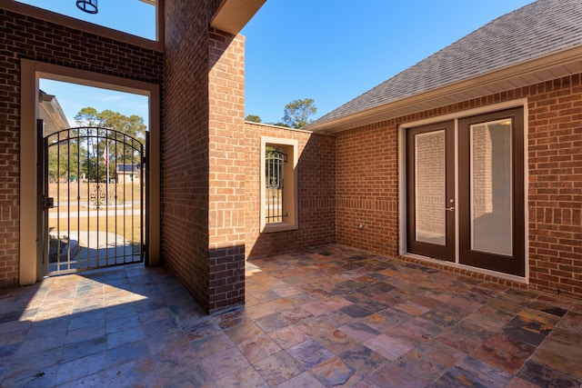 view of patio featuring french doors