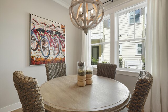 dining room featuring a notable chandelier