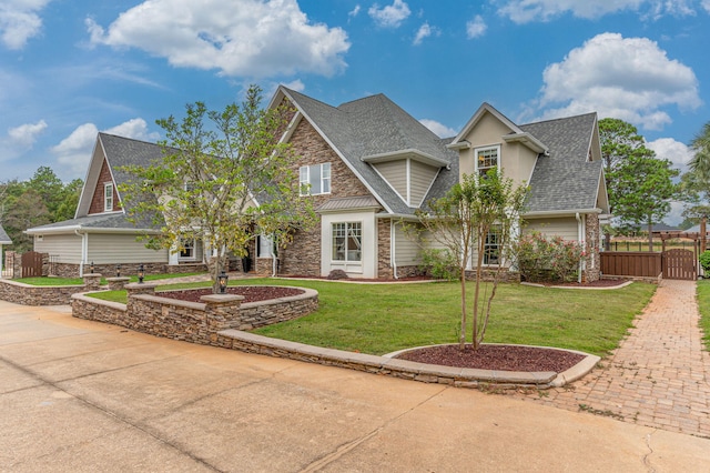 view of front facade with a garage and a front yard