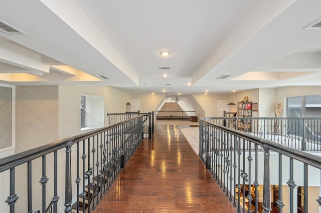 hall with dark hardwood / wood-style flooring