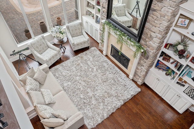 living room featuring dark hardwood / wood-style floors