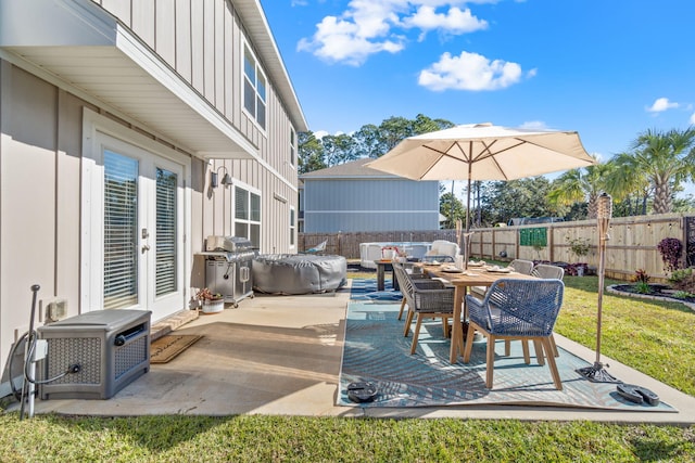 view of patio / terrace with grilling area and french doors