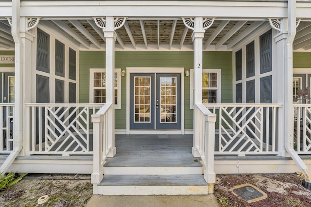 property entrance with french doors