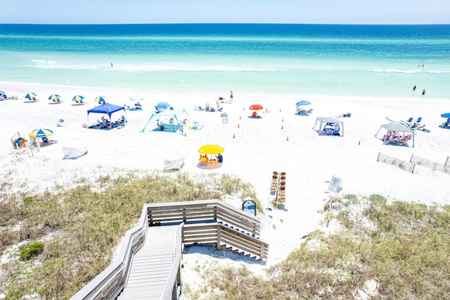 property view of water with a beach view