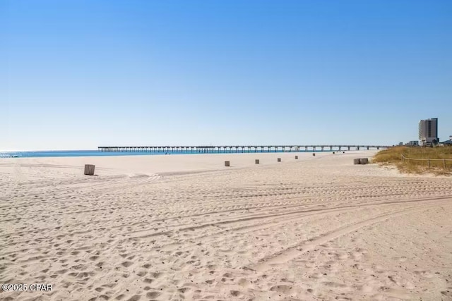 view of water feature featuring a view of the beach