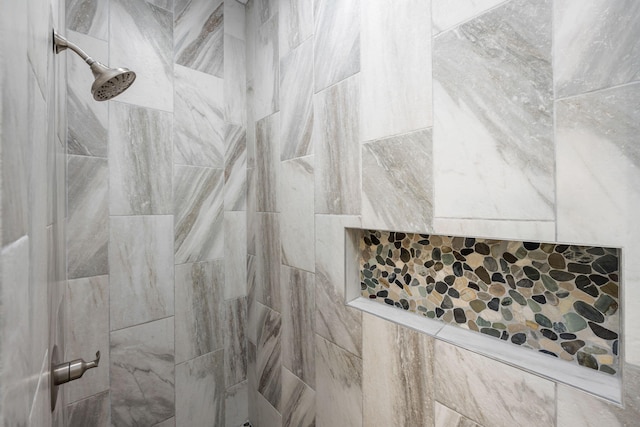 interior details featuring tiled shower