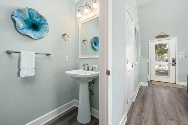 bathroom featuring hardwood / wood-style flooring