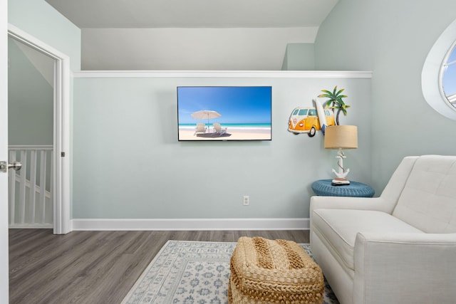 living area featuring hardwood / wood-style floors