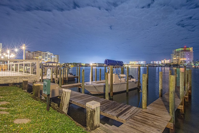 view of dock featuring a water view