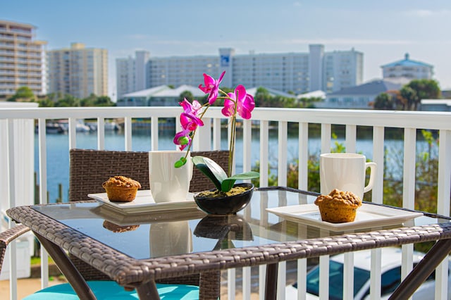 balcony with a water view