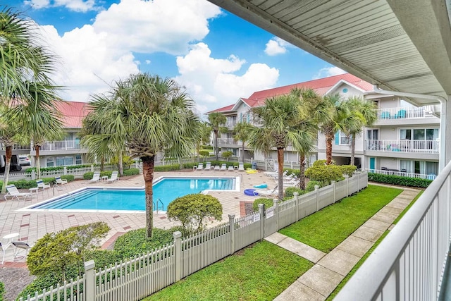 view of pool with a patio