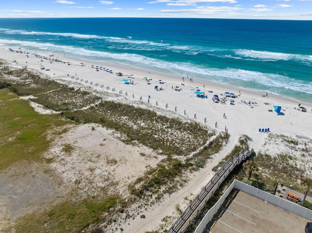 aerial view with a beach view and a water view