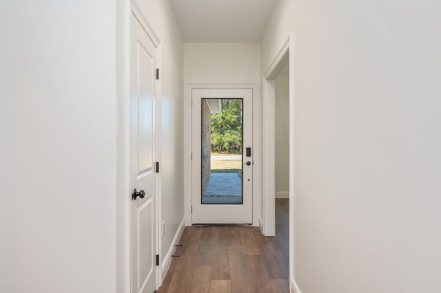 doorway to outside featuring dark hardwood / wood-style floors