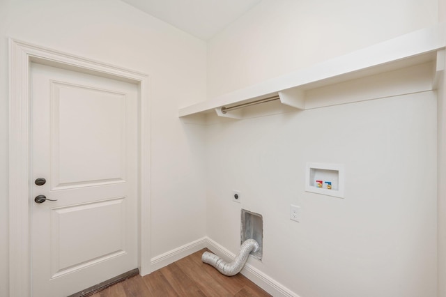 laundry room with washer hookup, dark hardwood / wood-style floors, and hookup for an electric dryer