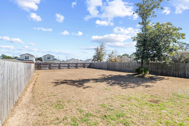 view of yard with a fenced backyard