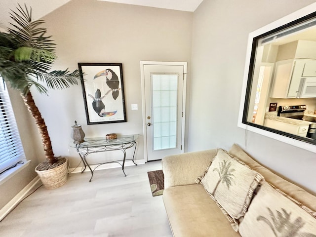 living room with light hardwood / wood-style floors