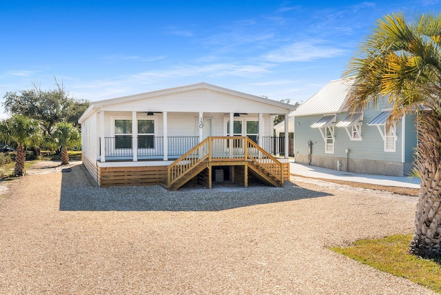 view of front of home featuring covered porch