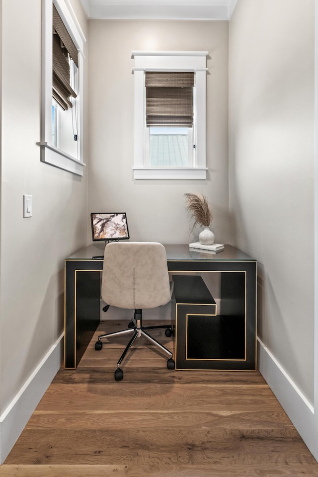 office space featuring hardwood / wood-style flooring