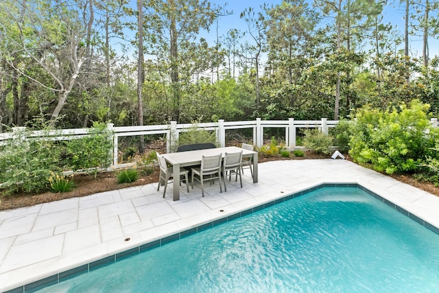 view of swimming pool with a patio area