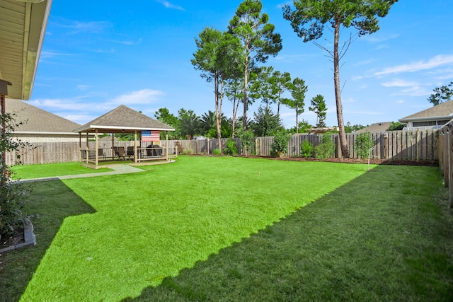 view of yard with a gazebo