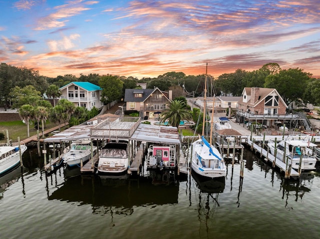 view of dock featuring a water view