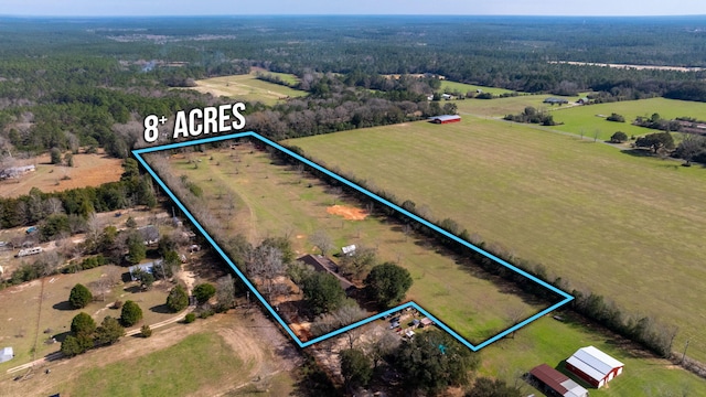 aerial view featuring a rural view