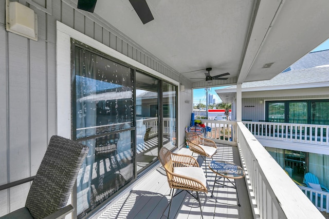 balcony with ceiling fan