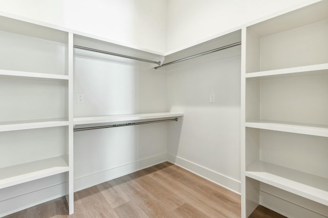 walk in closet with hardwood / wood-style flooring