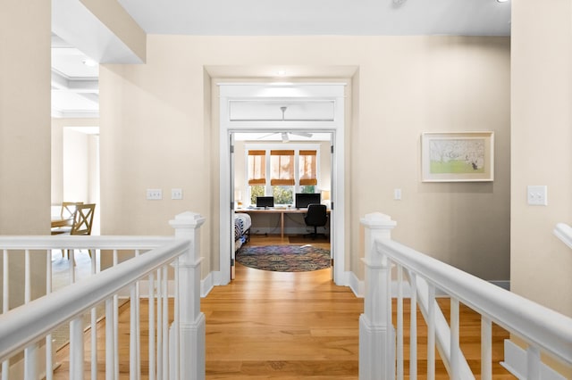 hall featuring light wood-type flooring