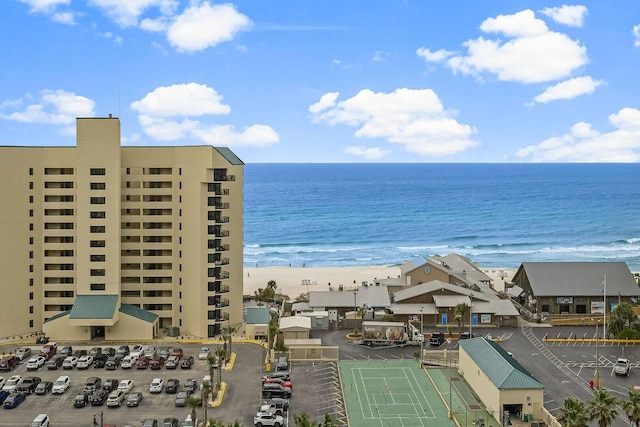 view of water feature with a view of the beach