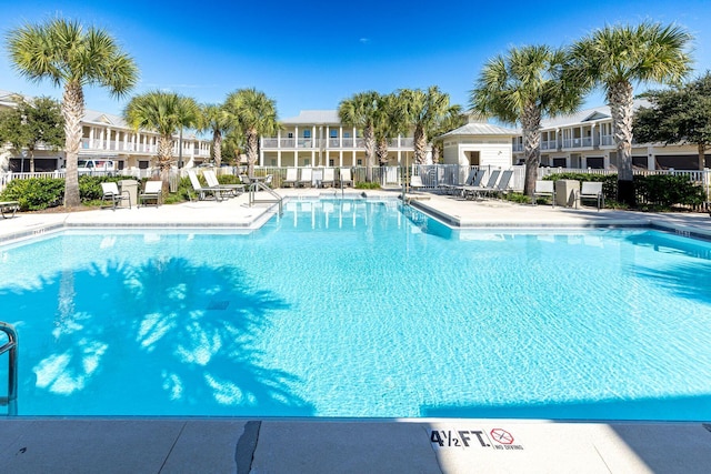 view of pool featuring a patio